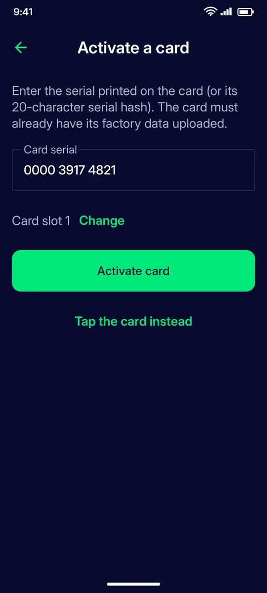 Clevor app screenshot: activate enter serial