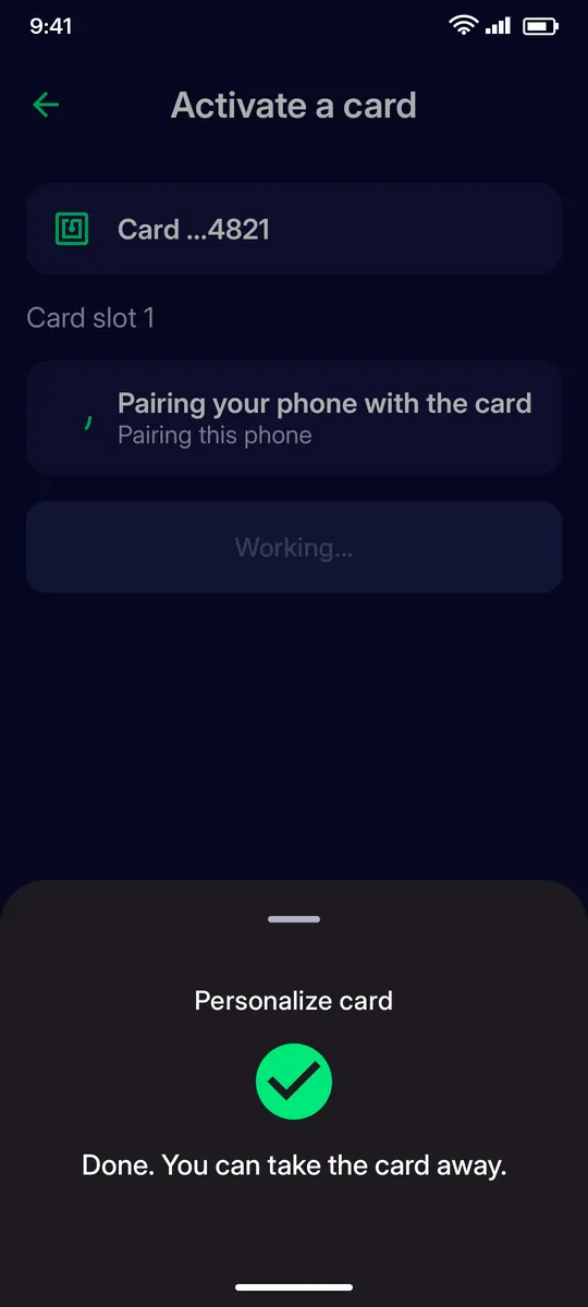Clevor app screenshot: tapsheet success