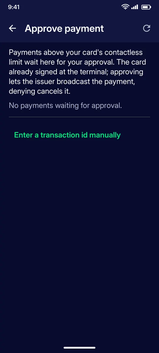 Clevor app screenshot: pay approve none pending