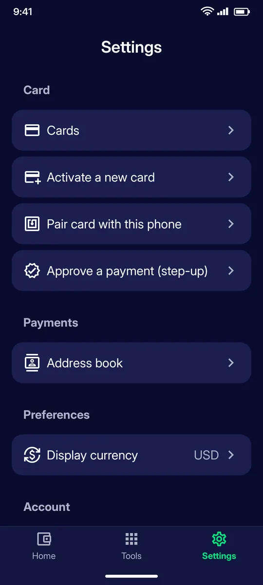 Clevor app screenshot: settings